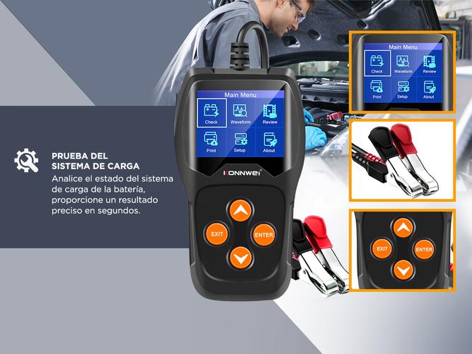 Analizador De Baterias 12v Konnwei KW600 Probador Arranque - 3