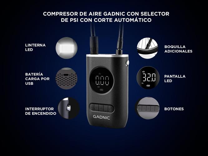 Inflador de Neumáticos Inalámbrico Mini Recargable Gadnic  - 3