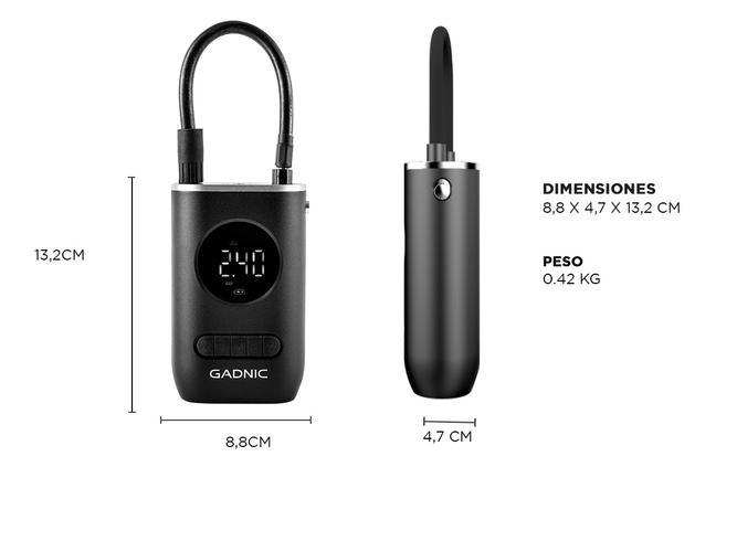 Inflador de Neumáticos Inalámbrico Mini Recargable Gadnic  - 5