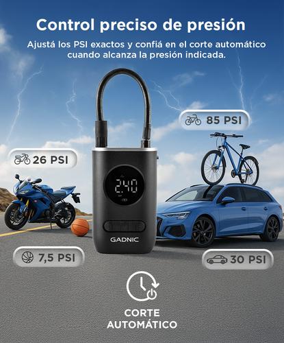 Inflador de Neumáticos Inalámbrico Mini Recargable Gadnic Compresor de Aire  - 2