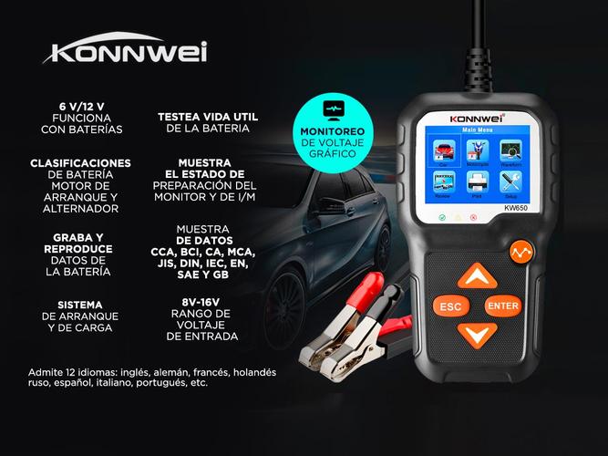 Tester Arranque Probador de Baterías Konnwei KW650 - 1