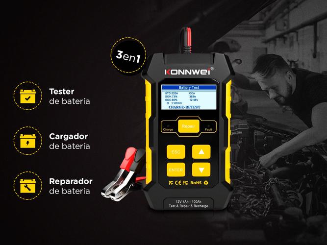 Analizador de Baterías de Auto Moto Konwei KW510 Repara Testea Carga  - 2