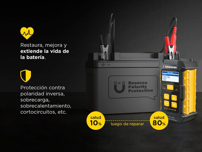 Analizador de Baterías de Auto Moto Konwei KW510 Repara Testea Carga  - 4