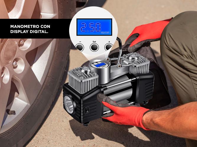 Compresor 12v Doble cilindro Gadnic AV37-TY Digital Auto Linterna - 3