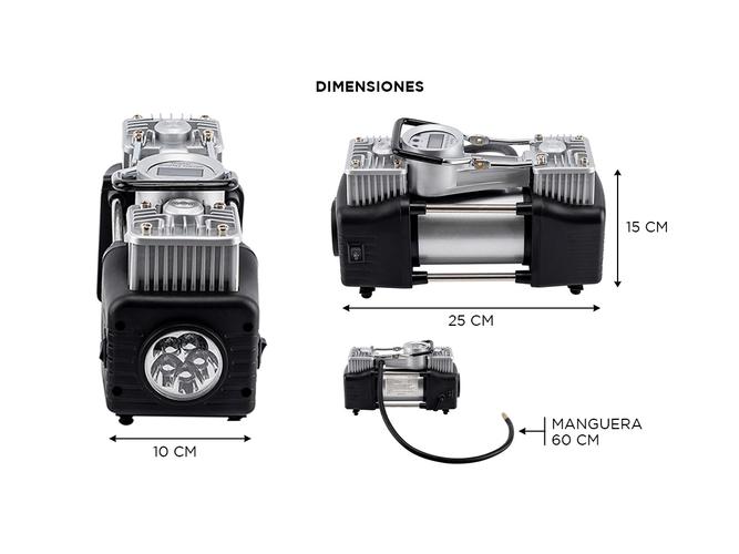 Compresor 12v Doble cilindro Gadnic AV37-TY Digital Auto Linterna - 5