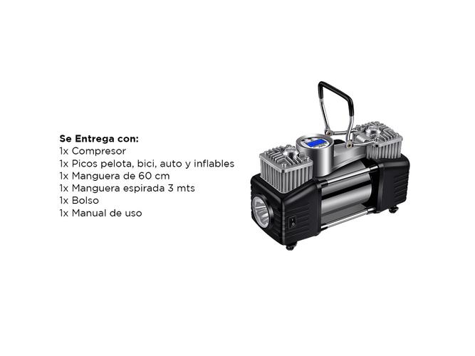 Compresor 12v Doble cilindro Gadnic AV37-TY Digital Auto Linterna - 6