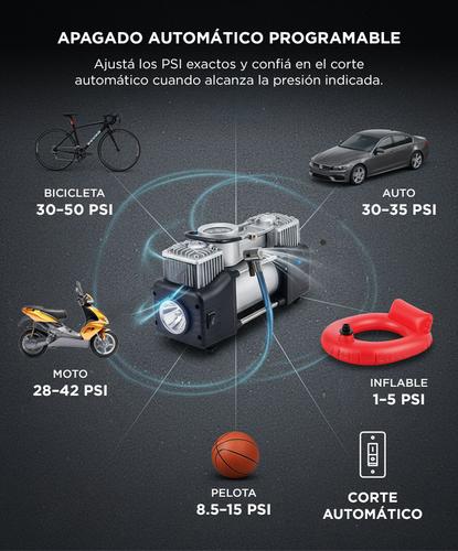 Compresor 12v Doble cilindro Gadnic AV37-TY Digital Auto Linterna - 5
