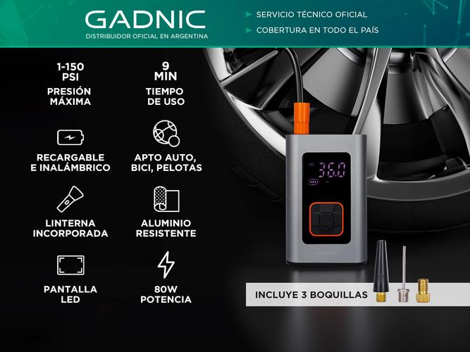 Inflador de Neumáticos Gadnic Inalámbrico Mini Recargable  - 1