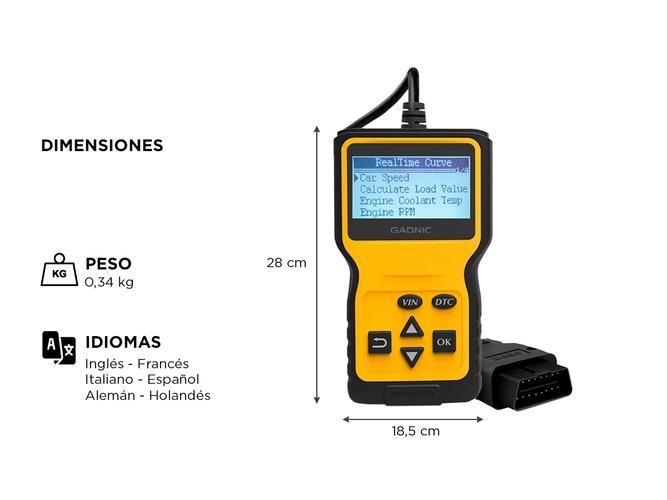 Scanner Automotriz Multimarca Gadnic VA43 OBD2 Universal Diagnóstico Profesional Outlet - 5