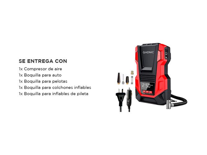 Compresor de aire Inflador Gadnic Portatil 12V220V - 6