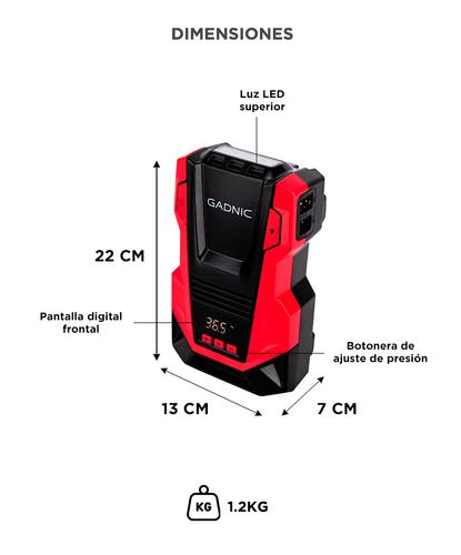 Compresor de aire Inflador Gadnic Portatil 12V220V Outlet - 5