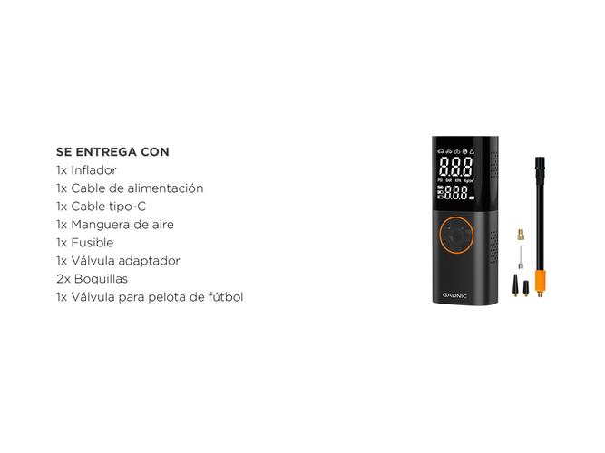 Inflador Inalámbrico Gadnic con Linterna - 6