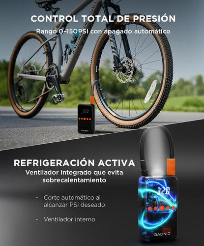 Inflador Compresor de Aire Inalámbrico Gadnic 12V 4000mAh Compacto - 2