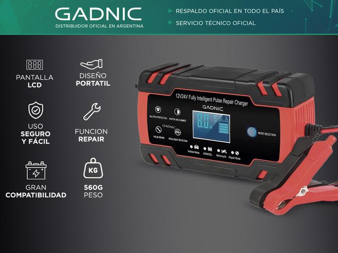 Cargador de Batería Inteligente Gadnic 12 V/8A 24 V/4A  Autos Motos  - 1