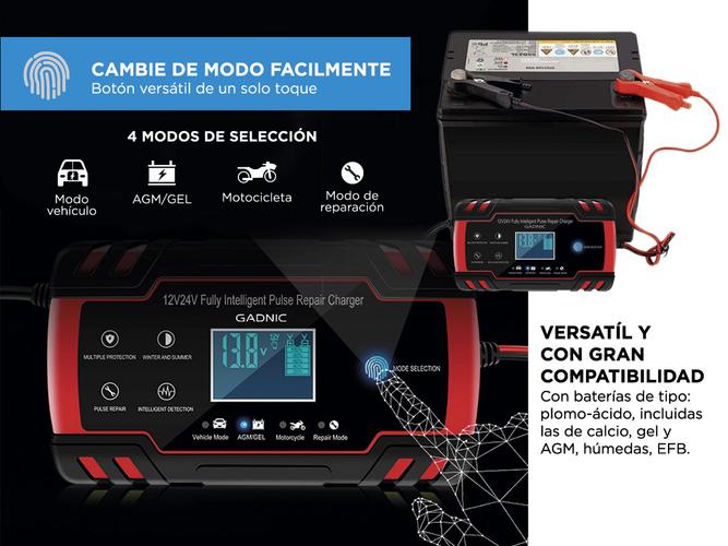 Cargador de Batería Inteligente Gadnic 12 V/8A 24 V/4A  Autos Motos  - 3