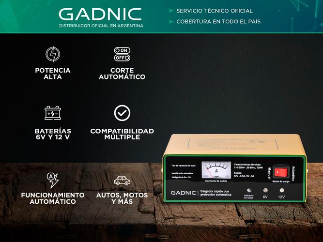 Cargador Automático de Batería Gadnic para Vehículos Tensión 6V 12V - 1