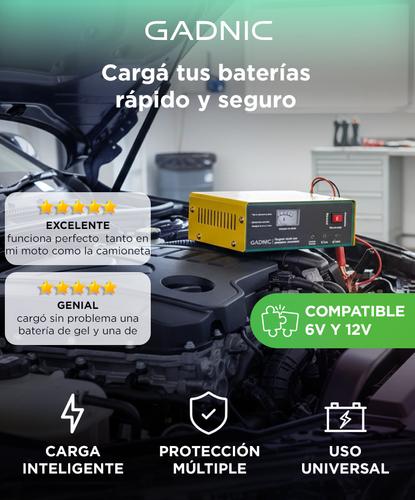 Cargador Automático de Batería Gadnic para Vehículos Tensión 6V 12V - 1
