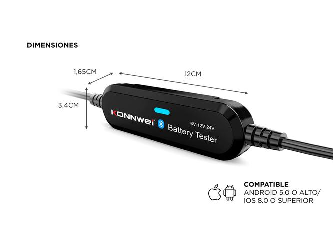 Analizador de Baterías Konnwei BK200 Bluetooth Multipropósito Para Baterías 6v 12v y 24v - 4