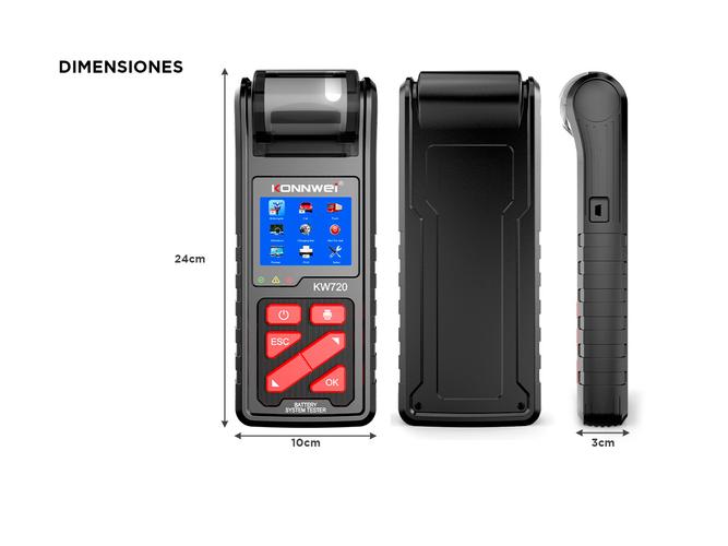 Analizador de Baterías Konnwei Kw720 Con Impresora y Display 6v-30v + Rollos Outlet - 4