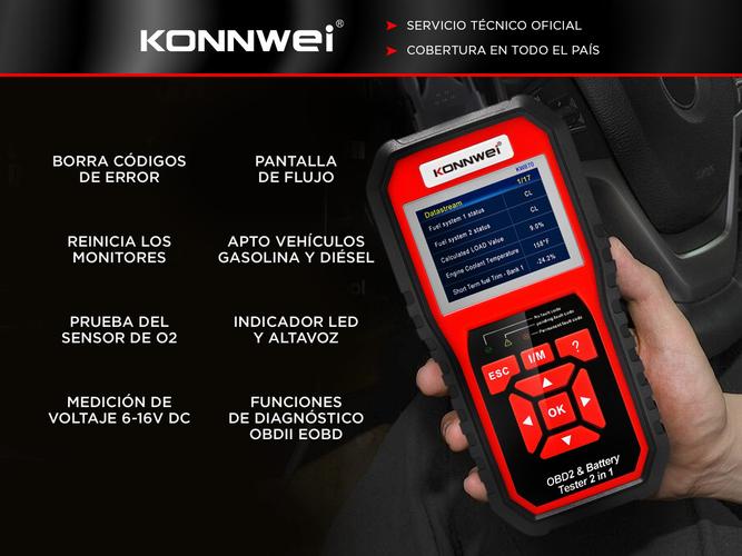Escáner y Probador De Batería de Autos KONNWEI KW870 2 en 1 Multimarca - 1