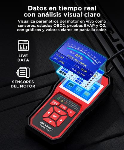 Escáner y Probador De Batería de Autos KONNWEI KW870 2 en 1 Multimarca - 3