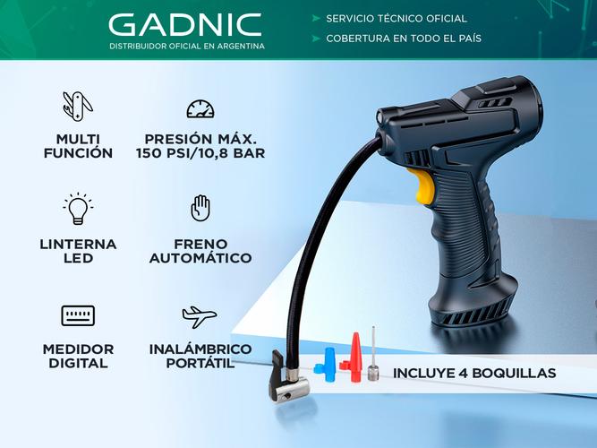 Bomba Inflador de Neumáticos Eléctrico Gadnic INF211 Con Pantalla Digital - 1