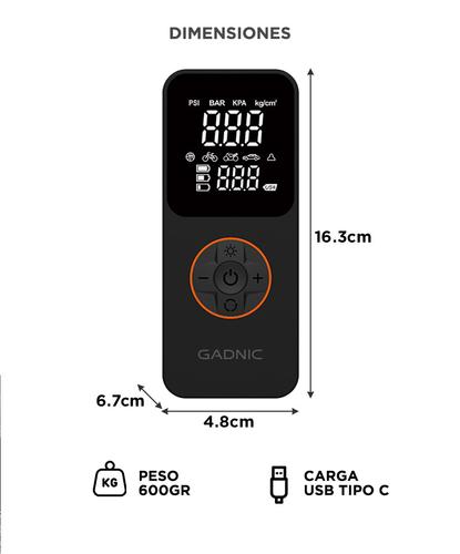 Inflador Inalámbrico Gadnic Portátil - 5