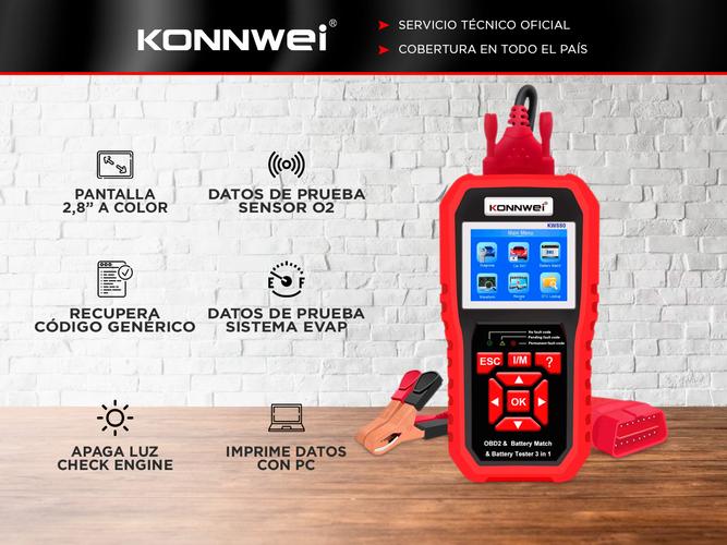 Escaner Automotriz Obd2 Y Analizador de Batería Konnwei KW880 Multimarca Función Battery Match - 1