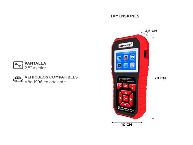 Escaner Automotriz Obd2 Y Analizador de Batería Konnwei KW880 Multimarca Función Battery Match - 3