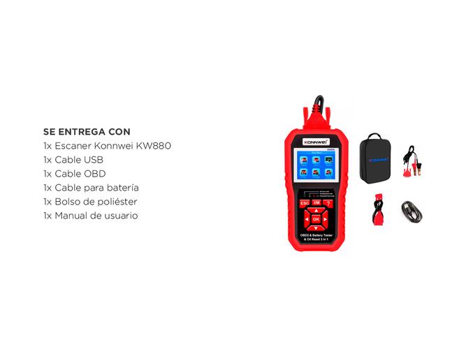Escaner Automotriz Obd2 Y Analizador de Batería Konnwei KW880 Multimarca Función Battery Match - 4