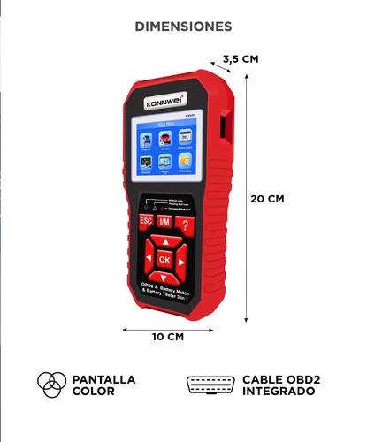 Escaner Automotriz Obd2 Y Analizador de Batería Konnwei KW880 Multimarca Función Battery Match - 5