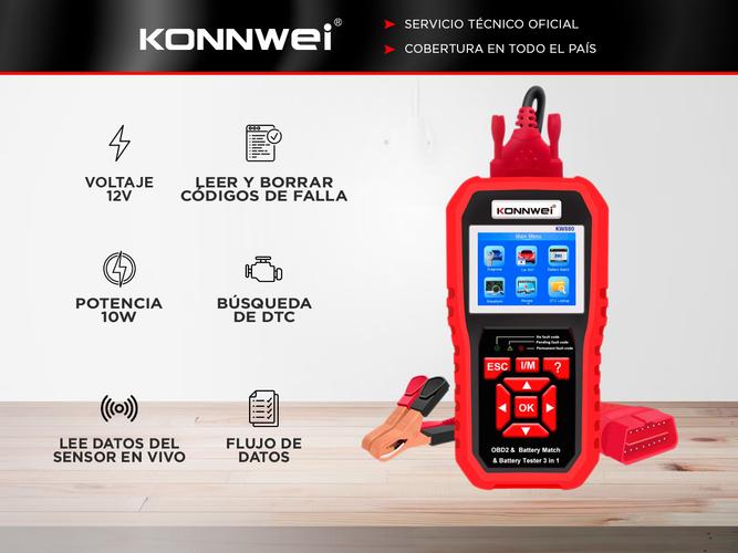 Scanner Automotriz Obd2 Y Analizador de Batería Konnwei KW890 Multimarca Función Oil Reset - 1