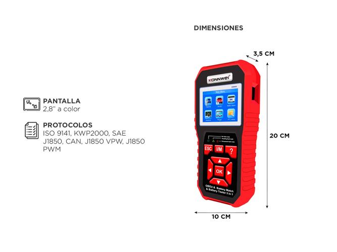 Scanner Automotriz Obd2 Y Analizador de Batería Konnwei KW890 Multimarca Función Oil Reset - 3