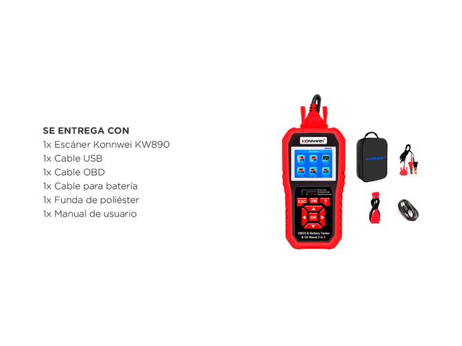 Scanner Automotriz Obd2 Y Analizador de Batería Konnwei KW890 Multimarca Función Oil Reset - 4