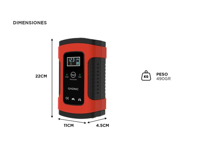 Cargador De Batería Gadnic Para Auto Moto 12V Corte Automático Mantenedor - 3