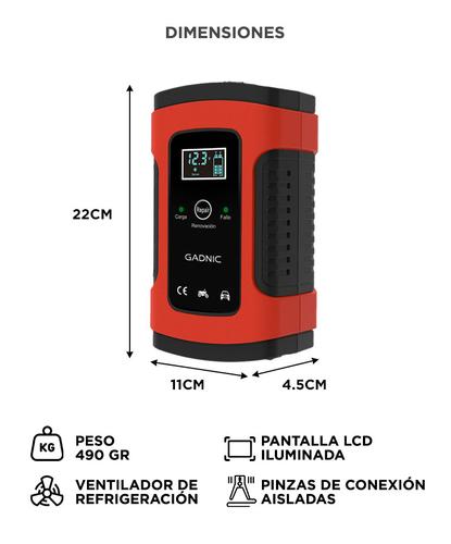 Cargador De Batería Gadnic Para Auto Moto 12V Corte Automático Mantenedor - 5