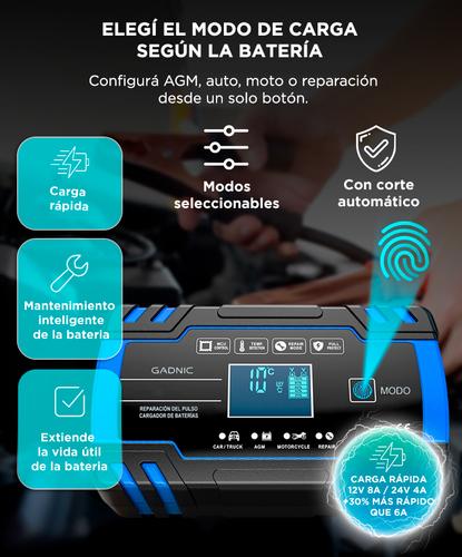 Cargador de Batería Inteligente Gadnic Automatico 12v 8a 24v 4a  - 2