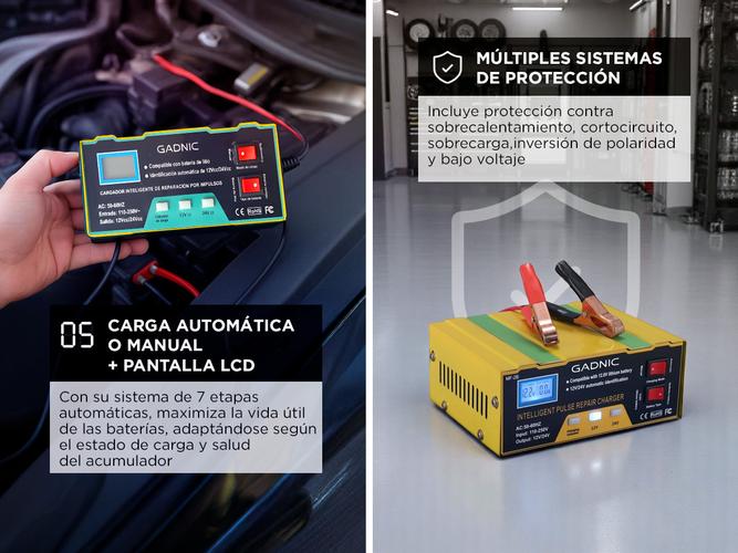 Cargador Inteligente De Batería De Autos y Motos Gadnic Display Digital Apto Gel Ácido Litio - 3