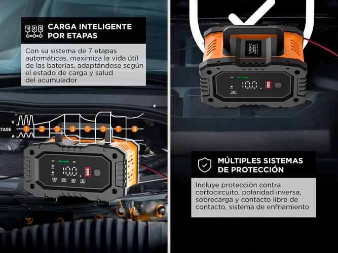 Cargador Inteligente De Batería De Autos y Motos Gadnic CBAT-Armor 12V 24V Mantenedor Portátil Apto Gel Acido LiFePo4 - 3