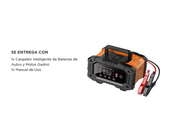 Cargador Inteligente De Batería De Autos y Motos Gadnic CBAT-Armor 12V 24V Mantenedor Portátil Apto Gel Acido LiFePo4 - 5