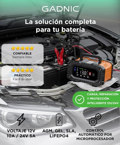Cargador Inteligente De Batería De Autos y Motos Gadnic CBAT-Armor 12V 24V Mantenedor Portátil Apto Gel Acido LiFePo4 - 1