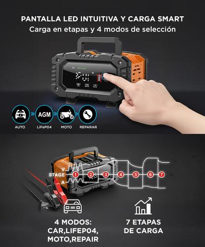 Cargador Inteligente De Batería De Autos y Motos Gadnic CBAT-Armor 12V 24V Mantenedor Portátil Apto Gel Acido LiFePo4 - 3