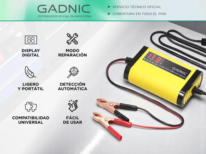 Cargador y Mantenedor De Baterías Auto Moto Lancha Gadnic CBAT-Easy Con Pantalla LED 12 V - 1