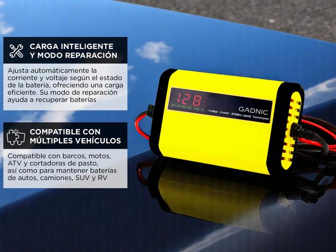 Cargador y Mantenedor De Baterías Auto Moto Lancha Gadnic CBAT-Easy Con Pantalla LED 12 V - 2