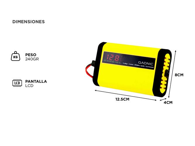 Cargador y Mantenedor De Baterías Auto Moto Lancha Gadnic CBAT-Easy Con Pantalla LED 12 V - 3