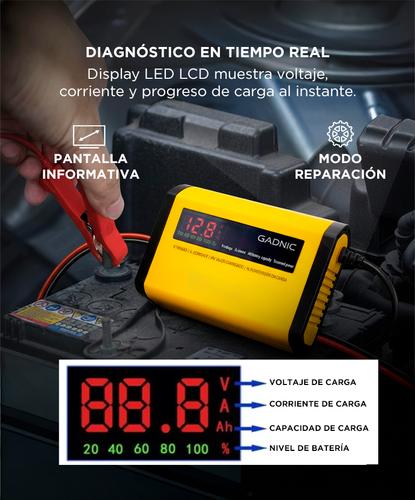 Cargador y Mantenedor De Baterías Auto Moto Lancha Gadnic CBAT-Easy Con Pantalla LED 12 V - 3
