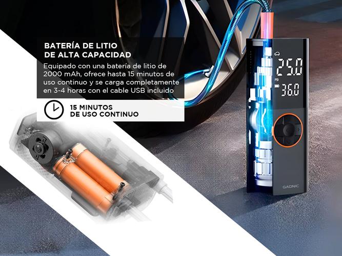 Compresor De Aire Portátil Gadnic Para Inflador Dneumáticos 50W Usado - 2