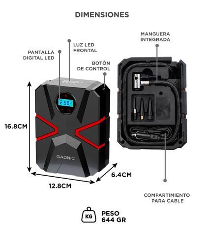 Inflador Portatil Gadnic Luz LED Ideal Autos  - 5