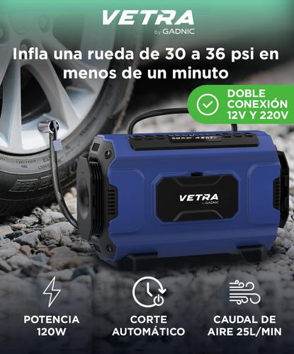 Inflador Portátil Vetra by Gadnic 150 PSI Compresor de Aire Batería Recargable Luz Led LCD Multiuso Compacto  - 1