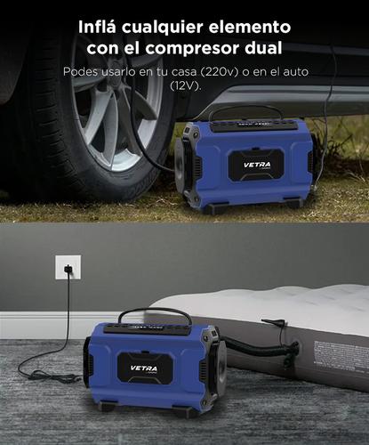 Inflador Portátil Vetra by Gadnic 150 PSI Compresor de Aire Batería Recargable Luz Led LCD Multiuso Compacto  - 3